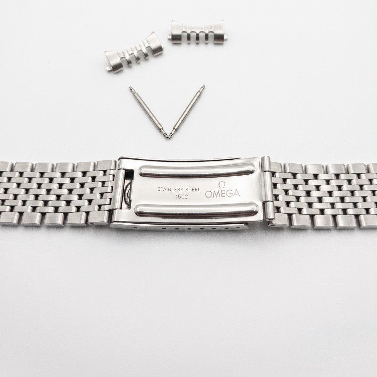 Omega Replacement 18mm 1502 Beads Of Rice Vintage Watch Strap Stainless Steel