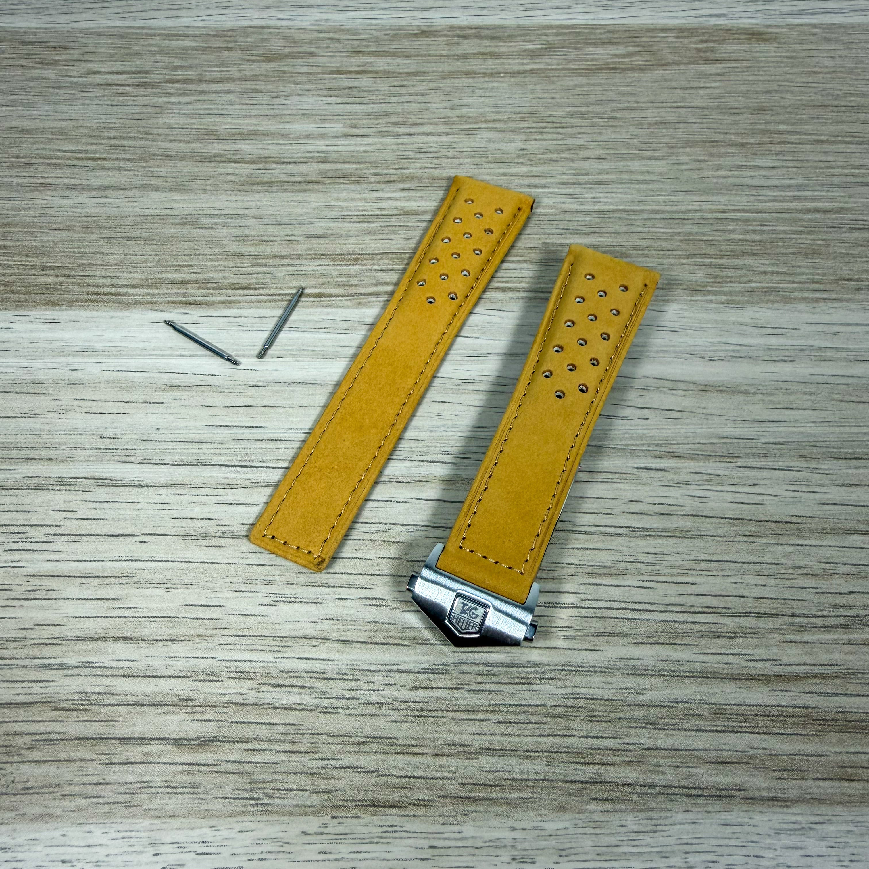 22mm Rally Leather Strap for TAG Heuer Carrera | w/ FC5030 Deployment Clasp