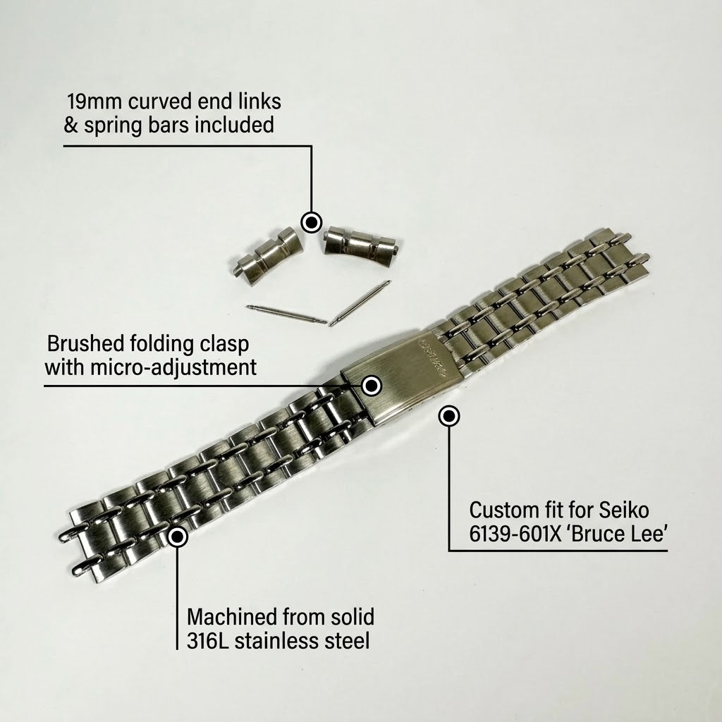 Brazalete de acero sólido para Seiko Bruce Lee 6139