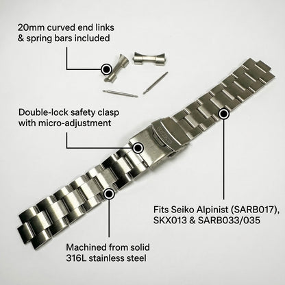 Brazalete Oyster para Seiko — terminales curvos de 20 mm
