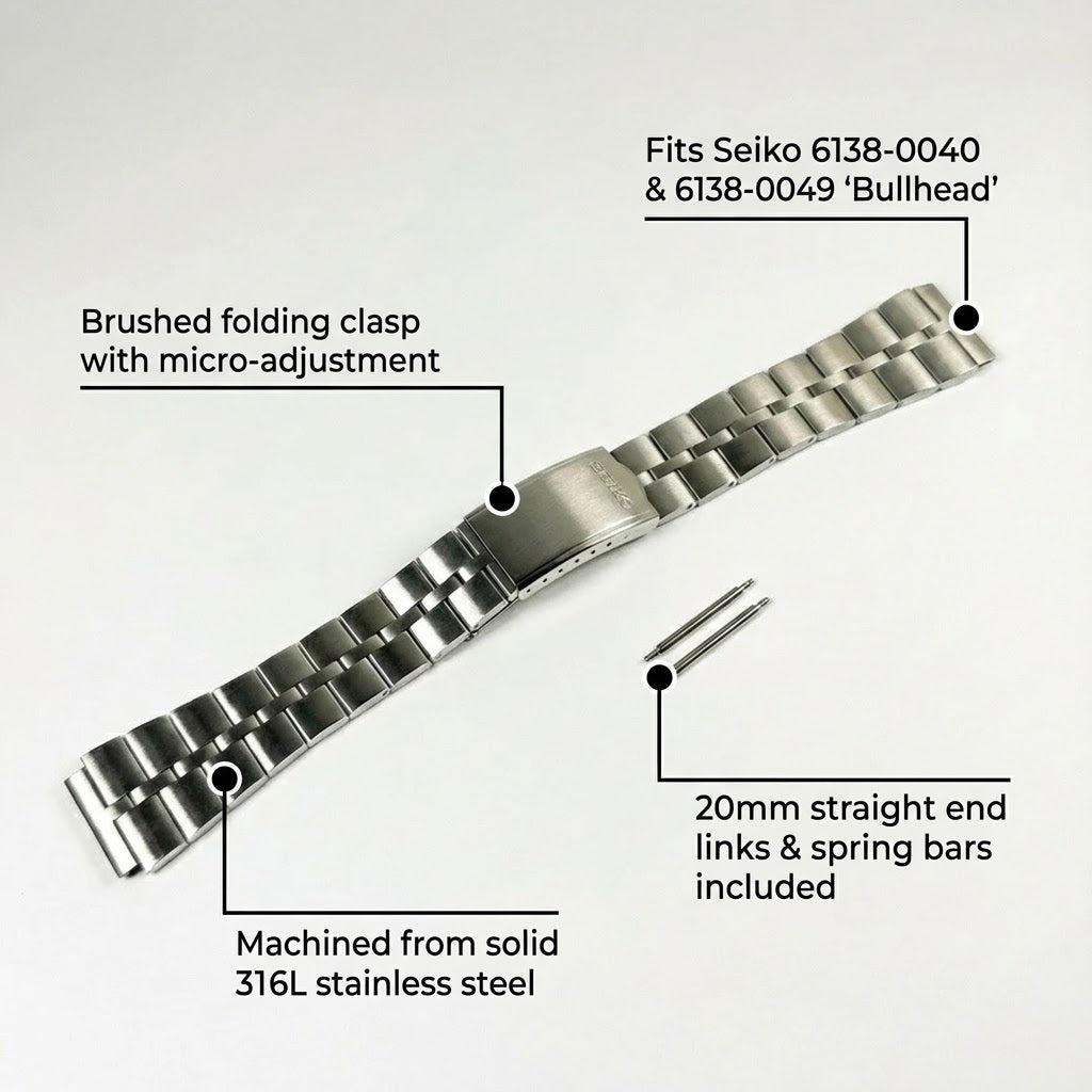 Solid-Link Bracelet for Seiko Bullhead 6138