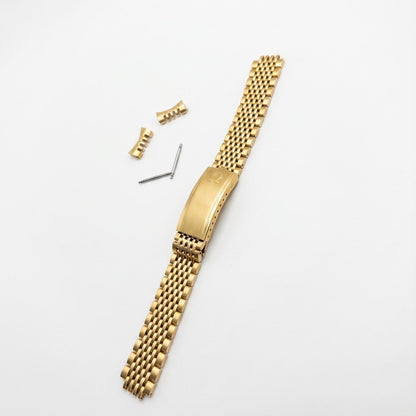 18mm Yellow Gold Plated "Beads of Rice" Bracelet – Vintage Omega Replacement