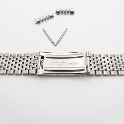 Omega Replacement 18mm 1502 Beads Of Rice Vintage Watch Strap Stainless Steel