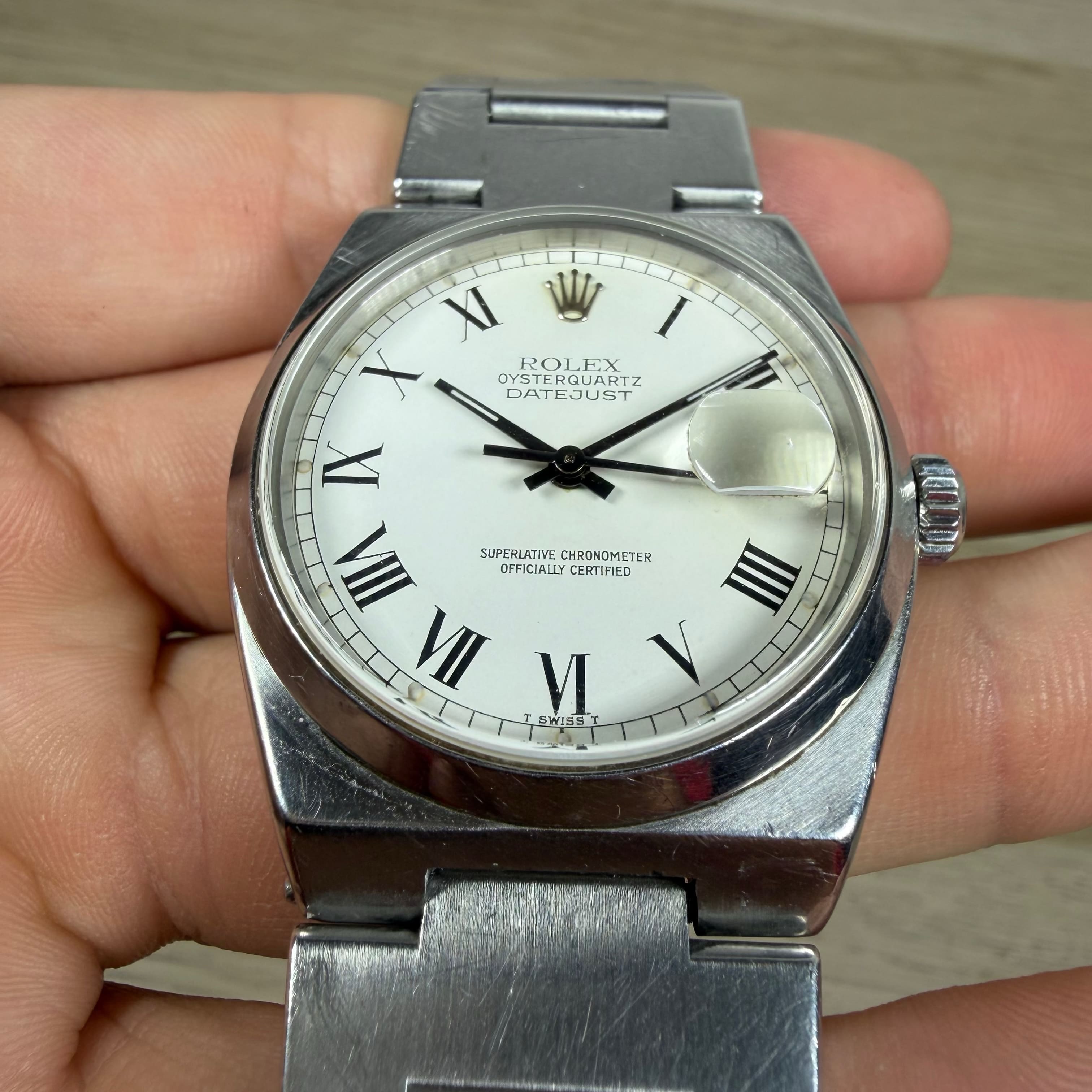 Rolex Oysterquartz Datejust 17000B | 36mm Steel | White Roman Dial | Vintage