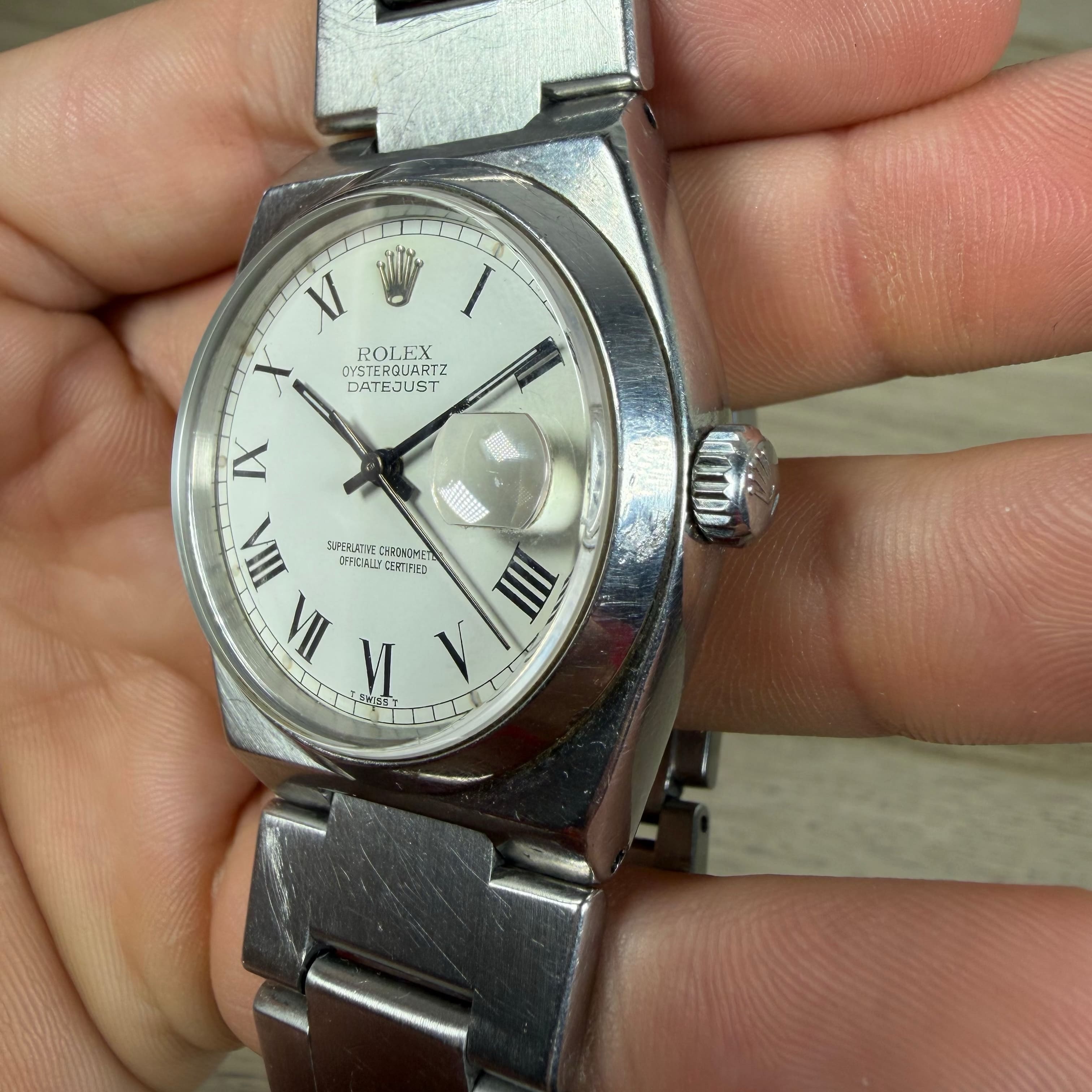 Rolex Oysterquartz Datejust 17000B | 36mm Steel | White Roman Dial | Vintage