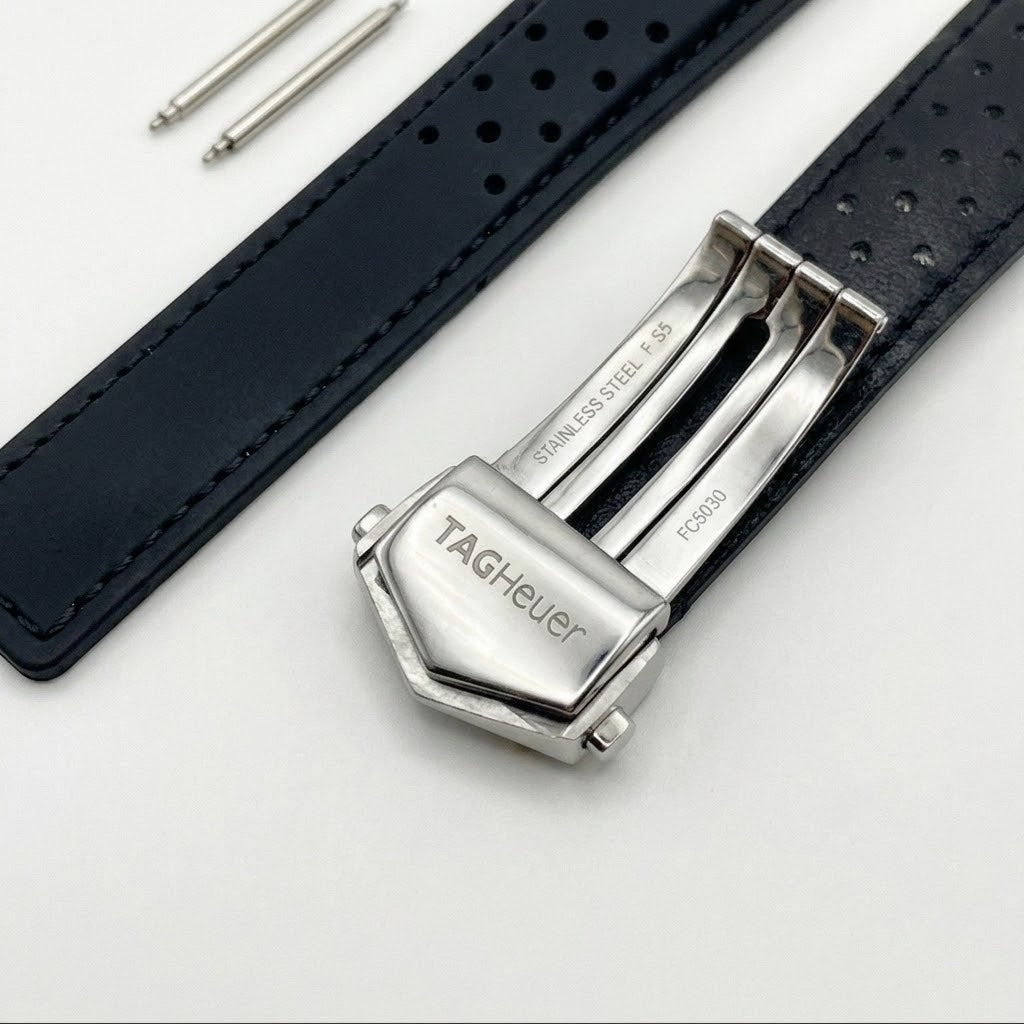 Rally-Lederarmband für TAG Heuer Carrera & Monaco — 22 mm Schwarz