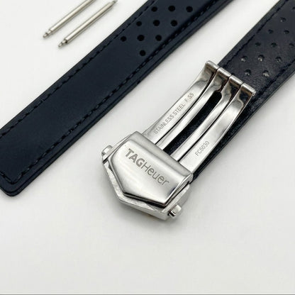 Rally-Lederarmband für TAG Heuer Carrera & Monaco — 22 mm Schwarz