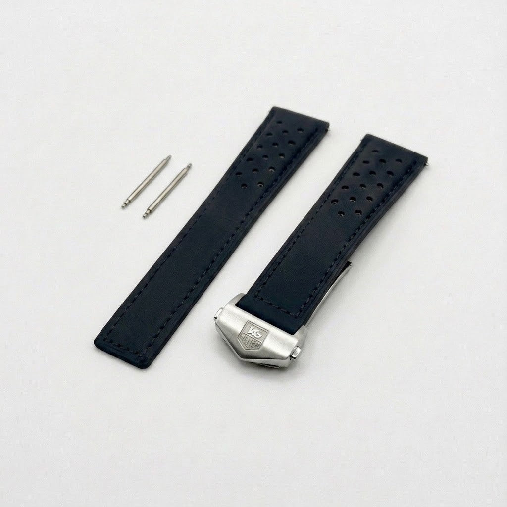 Rally-Lederarmband für TAG Heuer Carrera & Monaco — 22 mm Schwarz