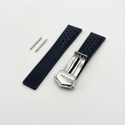 Rally-Lederarmband für TAG Heuer Carrera & Monaco — 22 mm Schwarz